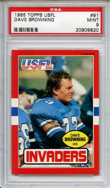 1985 Topps USFL 91 Dave Browning PSA MINT 9