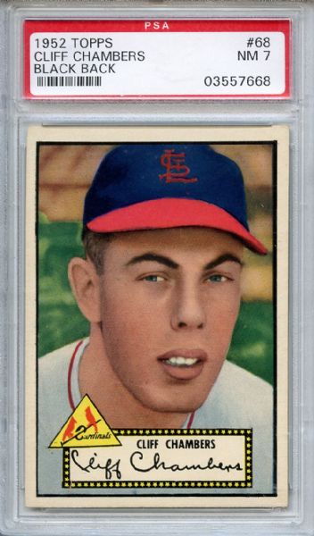 1952 Topps 68 Cliff Chambers Black Back PSA NM 7