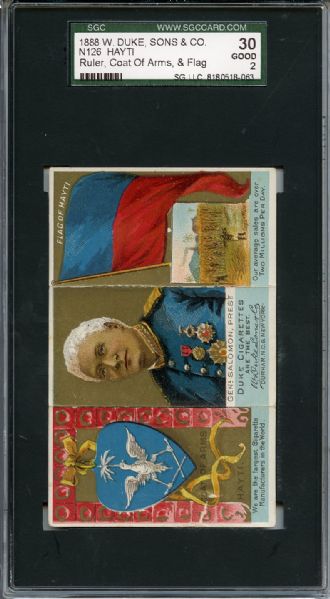 N126 1888 W Duke, Sons & Co - Rulers, Flags & Coats of Arms Hayti SGC GOOD 30 / 2