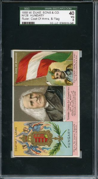 N126 1888 W Duke, Sons & Co - Rulers, Flags & Coats of Arms Hungary SGC VG 40 / 3