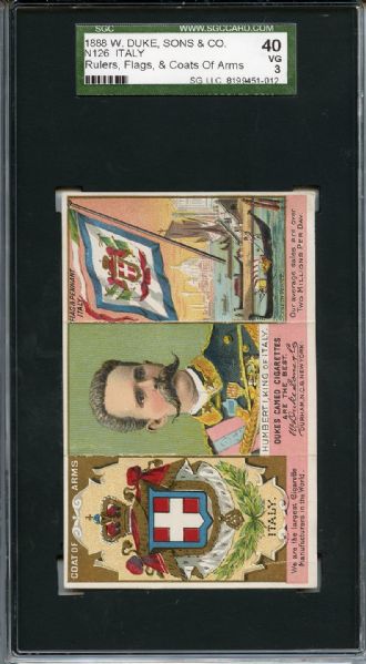 N126 1888 W Duke, Sons & Co - Rulers, Flags & Coats of Arms Italy SGC VG 40 / 3