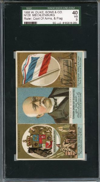 N126 1888 W Duke, Sons & Co - Rulers, Flags & Coats of Arms Mecklenburg SGC VG 40 / 3