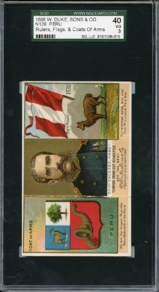 N126 1888 W Duke, Sons & Co - Rulers, Flags & Coats of Arms Peru SGC VG 40 / 3