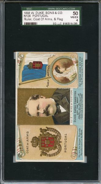 N126 1888 W Duke, Sons & Co - Rulers, Flags & Coats of Arms Portugal SGC VG/EX 50 / 4