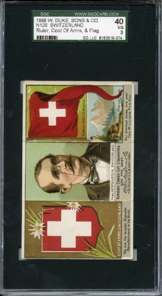 N126 1888 W Duke, Sons & Co - Rulers, Flags & Coats of Arms Switzerland SGC 40 / 3