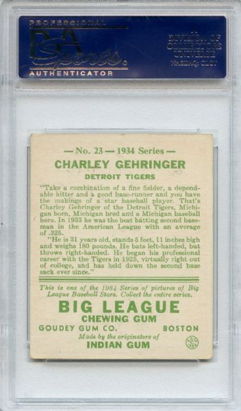 1934 Goudey 23 Charley Gehringer PSA VG-EX 4