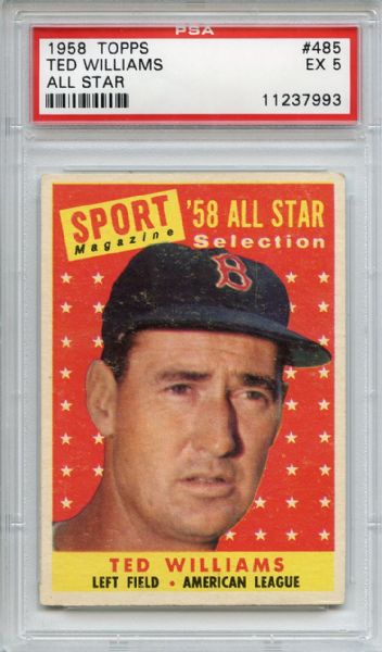 1958 Topps 485 Ted Williams All Star PSA EX 5
