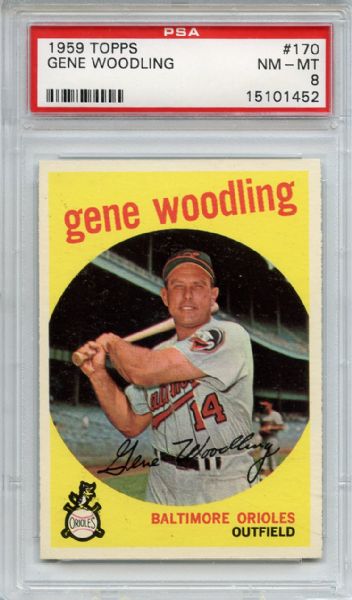 1959 Topps 170 Gene Woodling PSA NM-MT 8