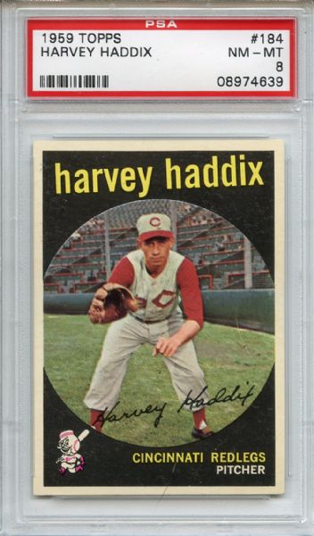 1959 Topps 184 Harvey Haddix PSA NM-MT 8