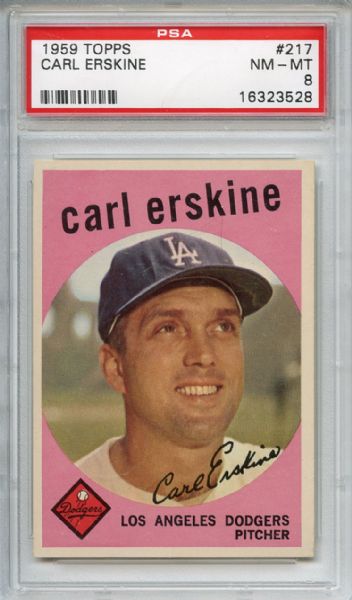 1959 Topps 217 Carl Erskine PSA NM-MT 8