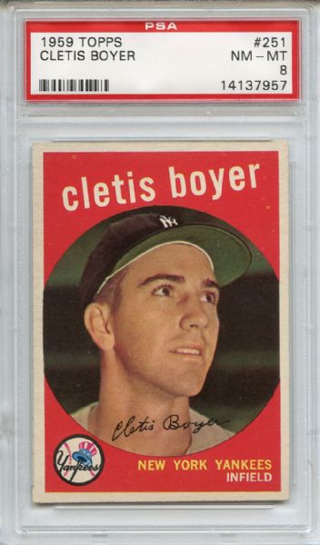 1959 Topps 251 Cletis Boyer PSA NM-MT 8