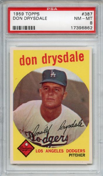 1959 Topps 387 Don Drysdale PSA NM-MT 8
