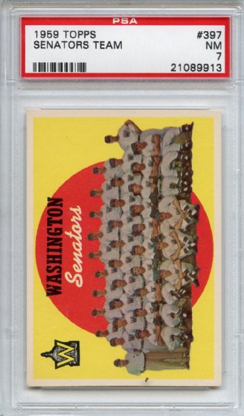 1959 Topps 397 Washington Senators Team PSA NM 7