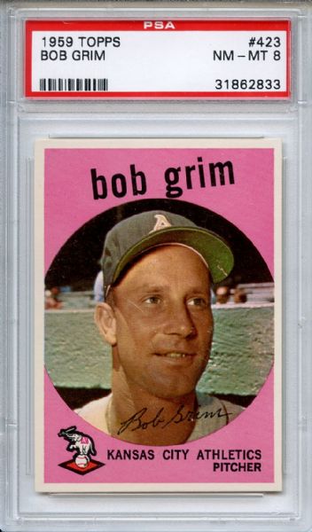 1959 Topps 423 Bob Grim PSA NM-MT 8