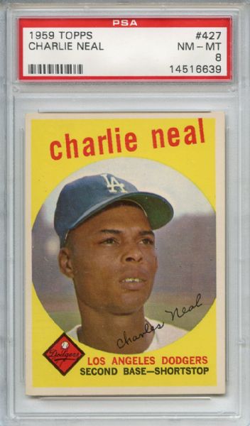 1959 Topps 427 Charlie Neal PSA NM-MT 8