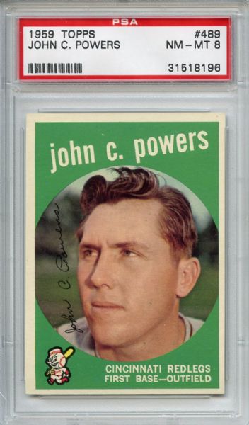 1959 Topps 489 John C Powers PSA NM-MT 8
