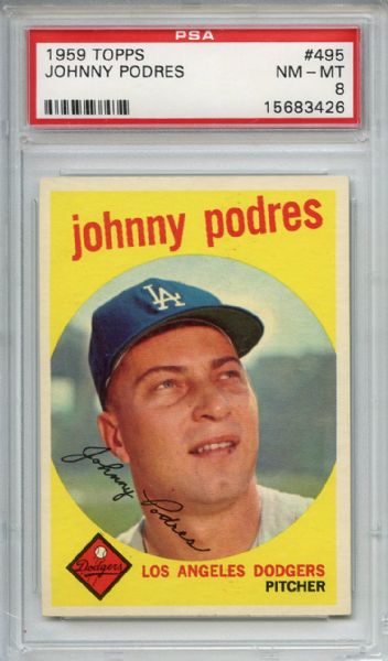 1959 Topps 495 Johnny Podres PSA NM-MT 8