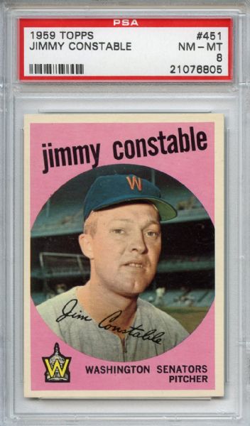 1959 Topps 451 Jimmy Constable PSA NM-MT 8