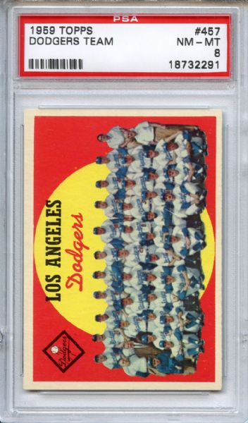 1959 Topps 457 Los Angeles Dodgers Team PSA NM-MT 8