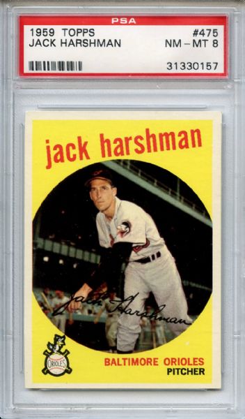 1959 Topps 475 Jack Harshman PSA NM-MT 8