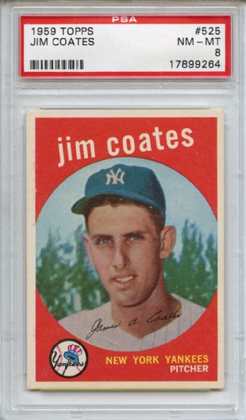 1959 Topps 525 Jim Coates PSA NM-MT 8