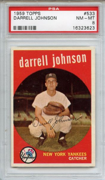 1959 Topps 533 Darrell Johnson PSA NM-MT 8