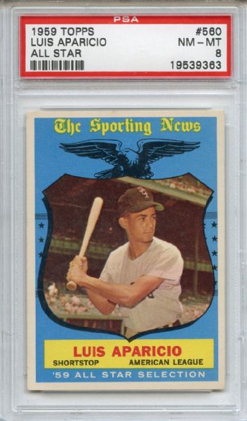 1959 Topps 560 Luis Aparicio All Star PSA NM-MT 8