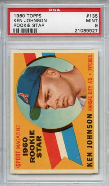 1960 Topps 135 Ken Johnson PSA MINT 9