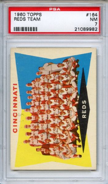 1960 Topps 164 Cincinnati Reds Team PSA NM 7