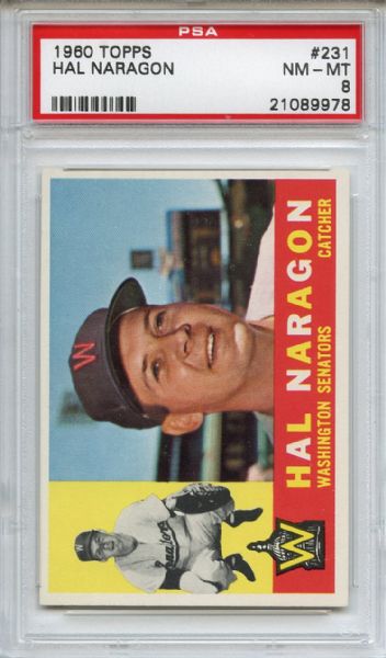 1960 Topps 231 Hal Naragon PSA NM-MT 8