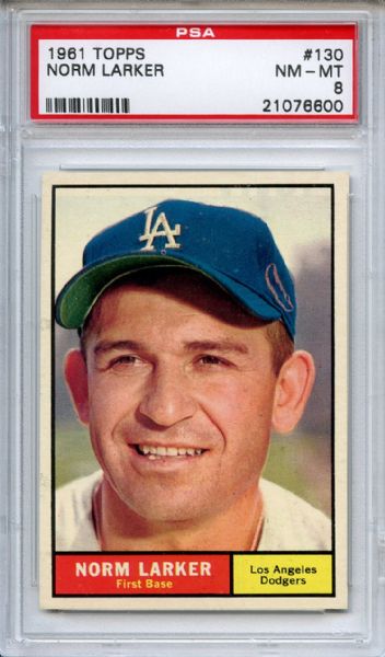 1961 Topps 130 Norm Larker PSA NM-MT 8