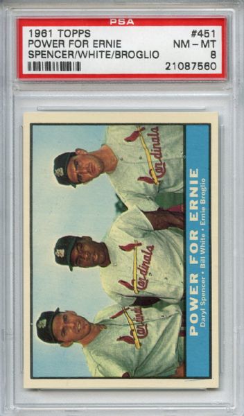 1961 Topps 451 Power for Ernie PSA NM-MT 8