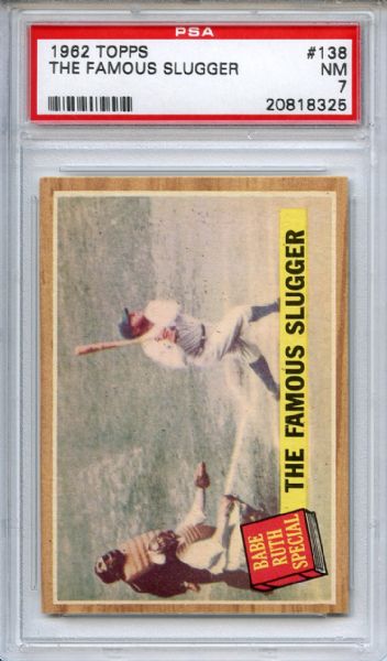 1962 Topps 138 The Famous Slugger Babe Ruth Green Tint PSA NM 7