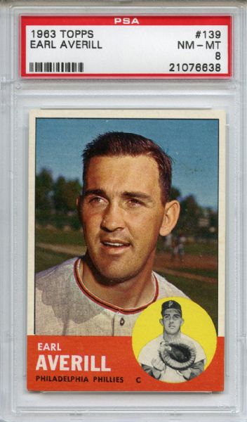 1963 Topps 139 Earl Averill PSA NM-MT 8