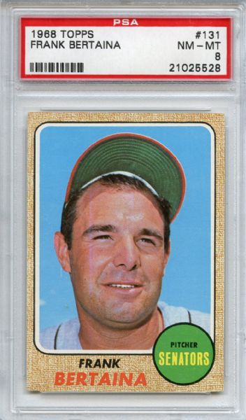 1968 Topps 131 Frank Bertaina PSA NM-MT 8