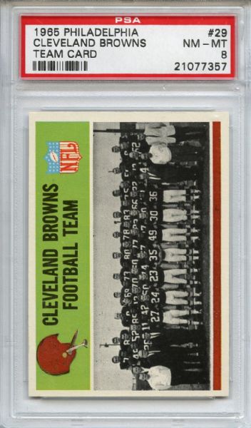 1965 Philadelphia 29 Cleveland Browns Team Card PSA NM-MT 8