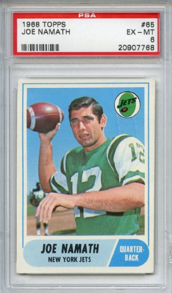 1968 Topps 65 Joe Namath PSA EX-MT 6