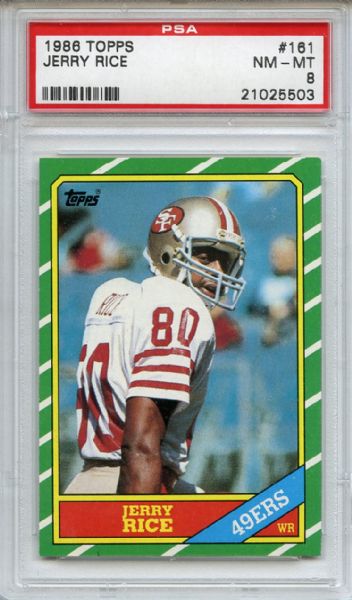 1986 Topps 161 Jerry Rice Rookie PSA NM-MT 8