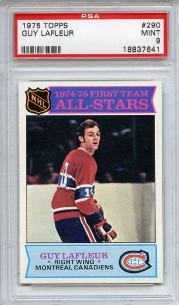 1975 Topps 290 Guy LaFleur PSA MINT 9