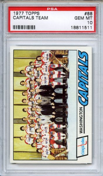1977 Topps 88 Washington Capitals Team PSA GEM MT 10