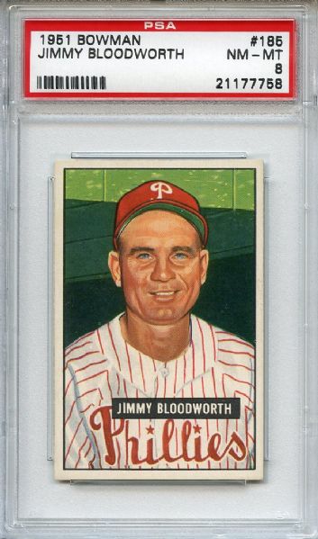 1951 Bowman 185 Jimmy Bloodworth PSA NM-MT 8