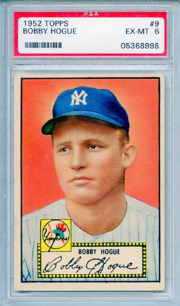 1952 Topps 9 Bobby Hogue Red Back PSA EX-MT 6