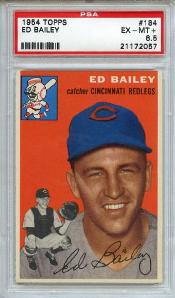 1954 Topps 184 Ed Bailey PSA EX-MT+ 6.5