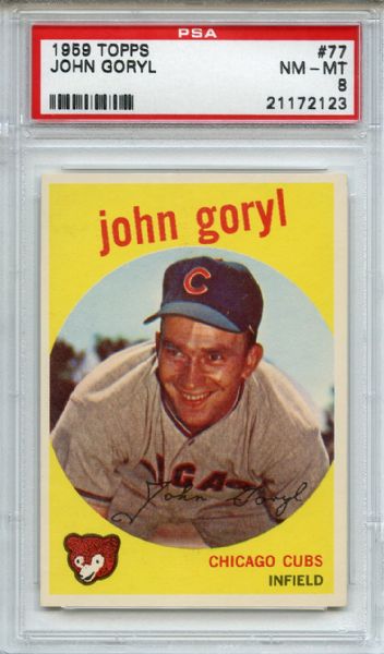 1959 Topps 77 John Goryl PSA NM-MT 8