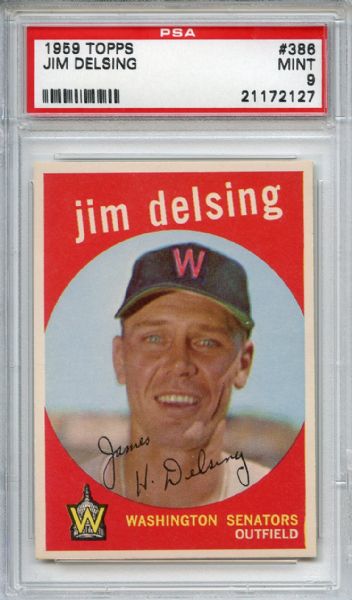 1959 Topps 386 Jim Delsing PSA MINT 9