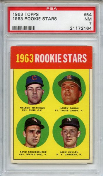 1963 Topps 54 1963 Rookie Stars Dave DeBusschere PSA NM 7
