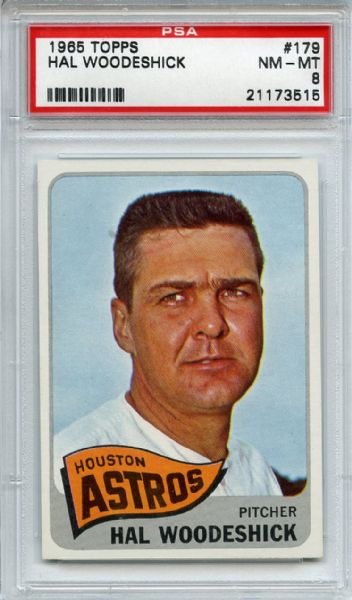 1965 Topps 175 Hal Woodeshick PSA NM-MT 8