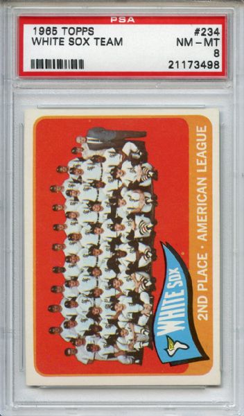1965 Topps 234 Chicago White Sox Team PSA NM-MT 8