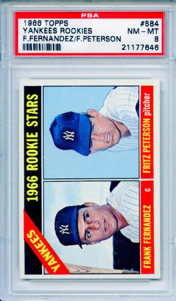 1966 Topps 584 Yankees Rookies Fritz Peterson PSA NM-MT 8