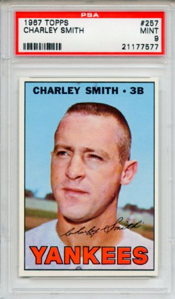 1967 Topps 257 Charley Smith PSA MINT 9